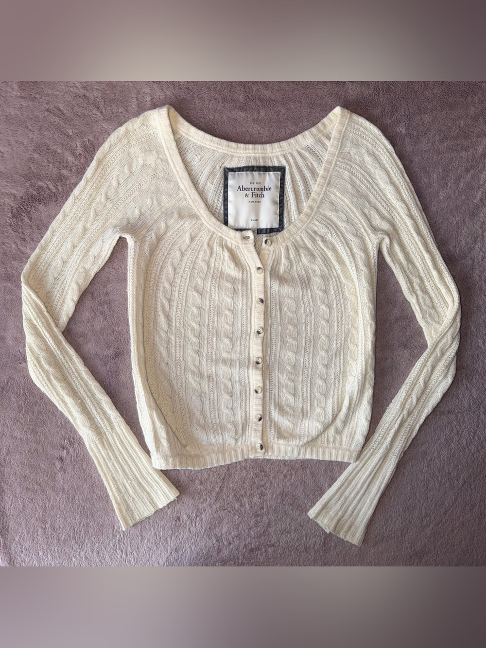 Vintage Y2K Abercrombie & Fitch 2000s Cable Knit Henley Sweater